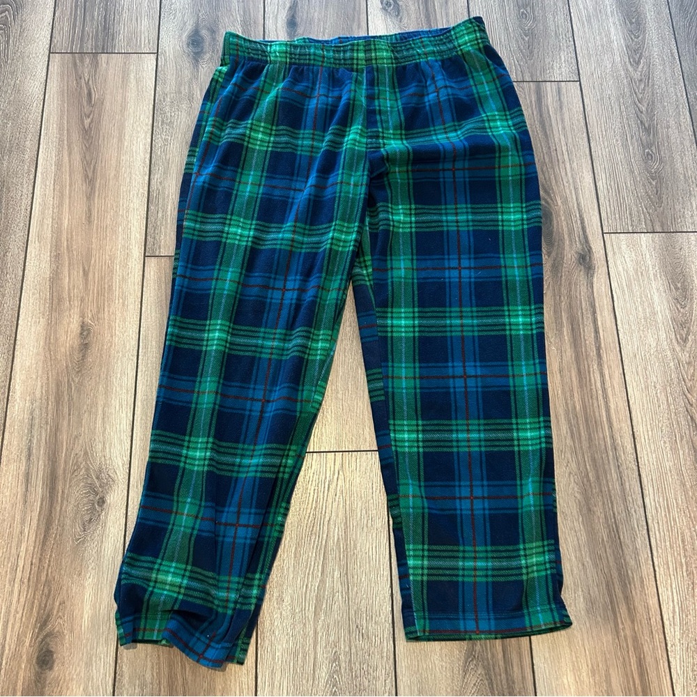 Men’s Flannel Blue and Green Plaid Pajama Lounge Pants Size XL